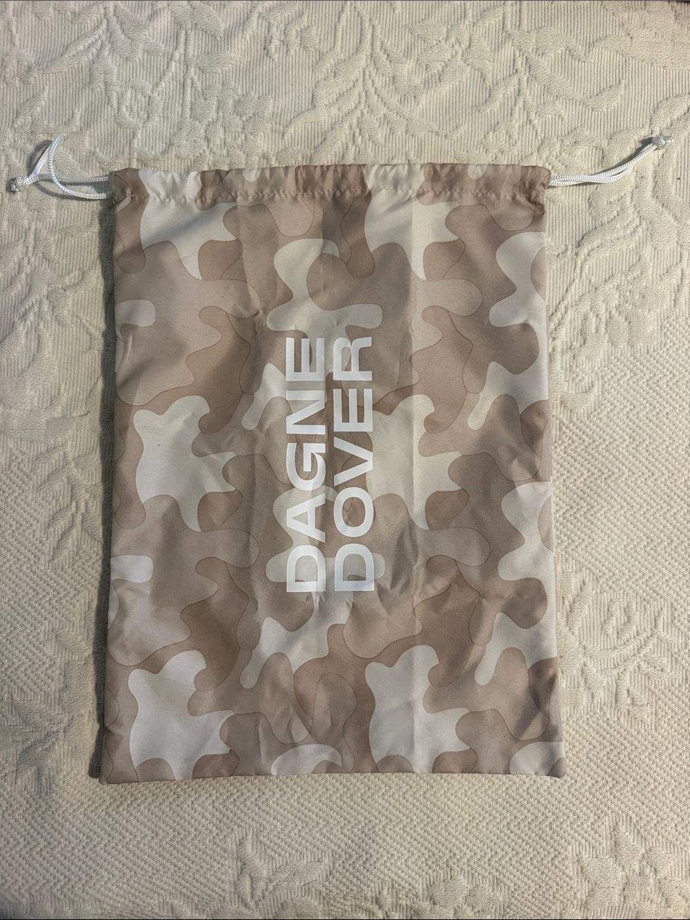 Dagne Dover Tan Camo Drawstring Dust Bag